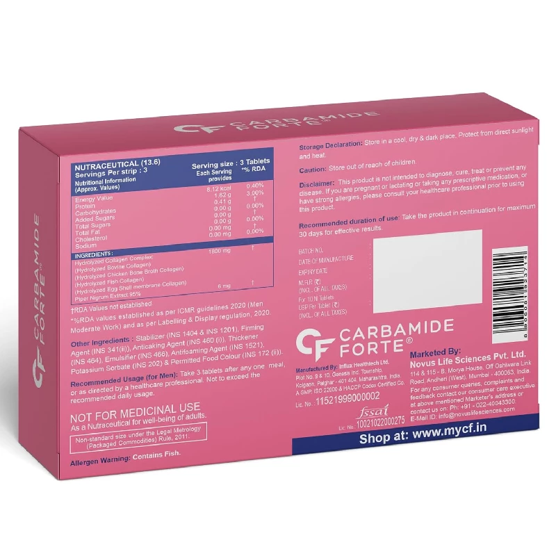 Carbamide Forte Hydrolyzed Multi Collagen Peptide with all 5 Types of Collagen, 50 g-7.webp